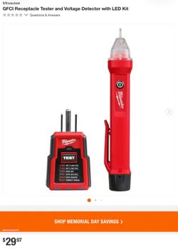 Milwaukee GFCI Receptacle Tester and Voltage Detector with LED Kit