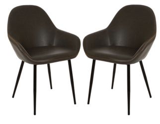Glitzhome Set of 2 Vintage Leatherette Dining Armchair