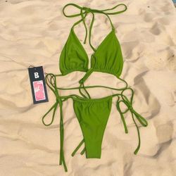 Blackbough Lime Green 🍋‍🟩 Strappy Bikini Swimsuit Set NWT