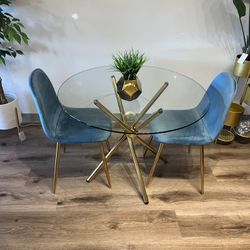 Blue Round Kitchen Table Set For 2