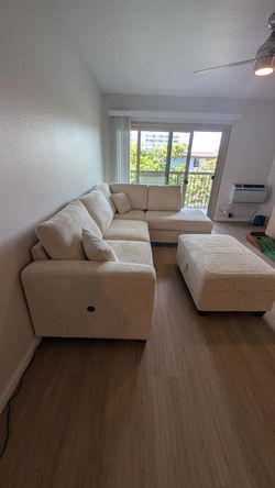 New corduroy sectional couch with ottoman / free delivery