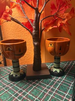 Halloween Pumpkin Johanna Parker Ceramic Goblets Set of 2