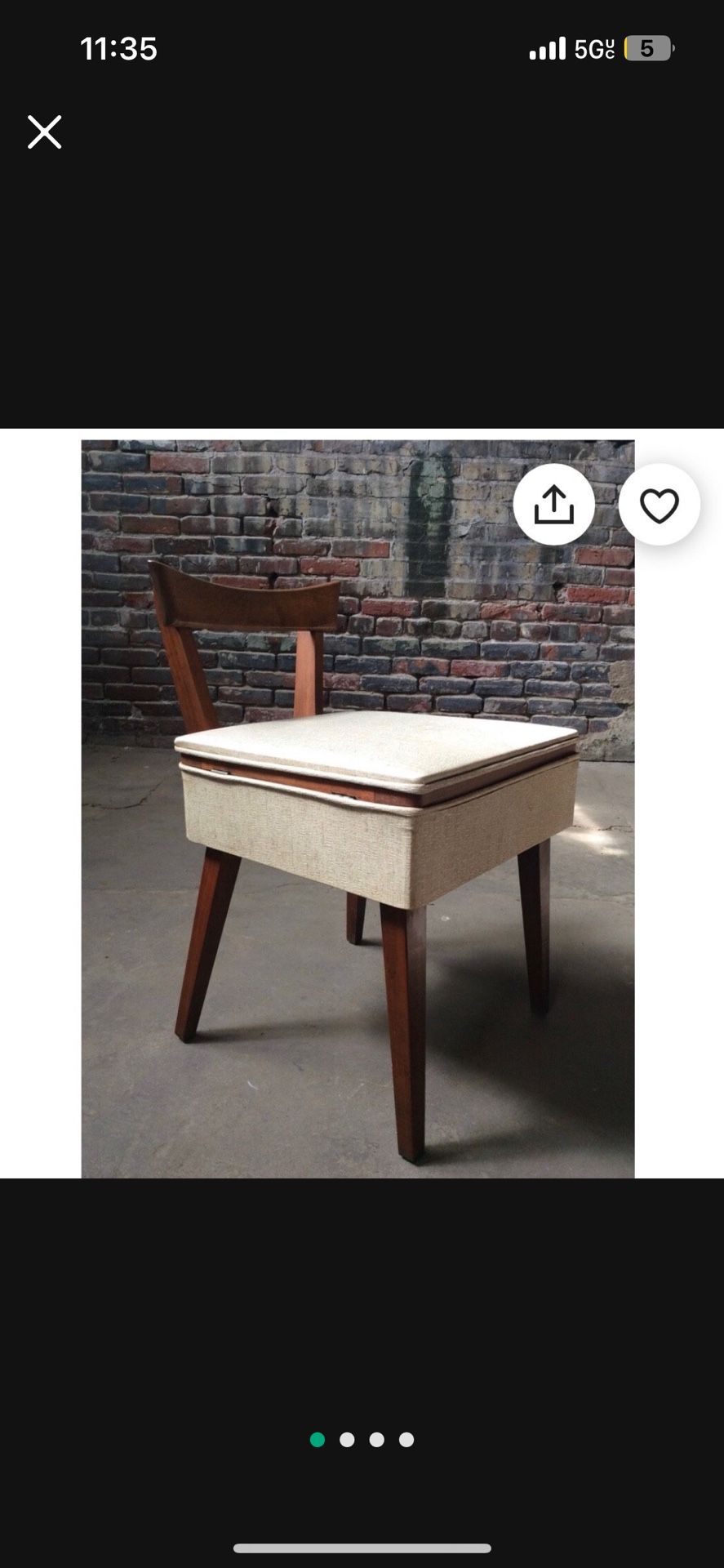 Mid century vanity chair mid century sewing chair danish modern sewing stool