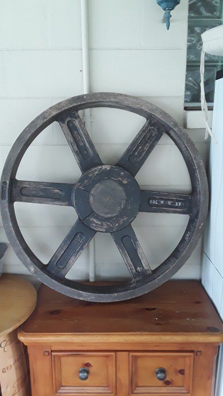 Old Handmade Wooden Wagon Wheel 