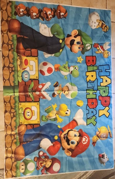 Mario Bros Banner Birthday