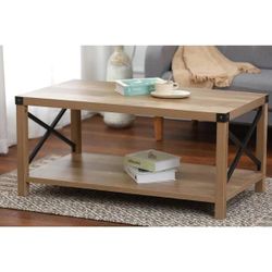 Brand New!19.88 in. L Rustic Natural Wood Rectangle Particle Board Coffee Table If1342
