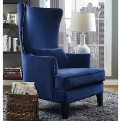 Chair Navy Blue Velvet Wingback Accent Chair
