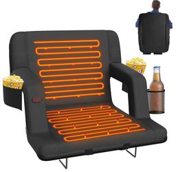 Heated Stadium Seat with Cup Holder and Armrests