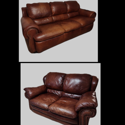 Real Leather Brown Sofas $399