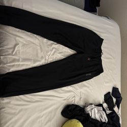 Black Neleus Track Pants With Red Drawstring Accents 