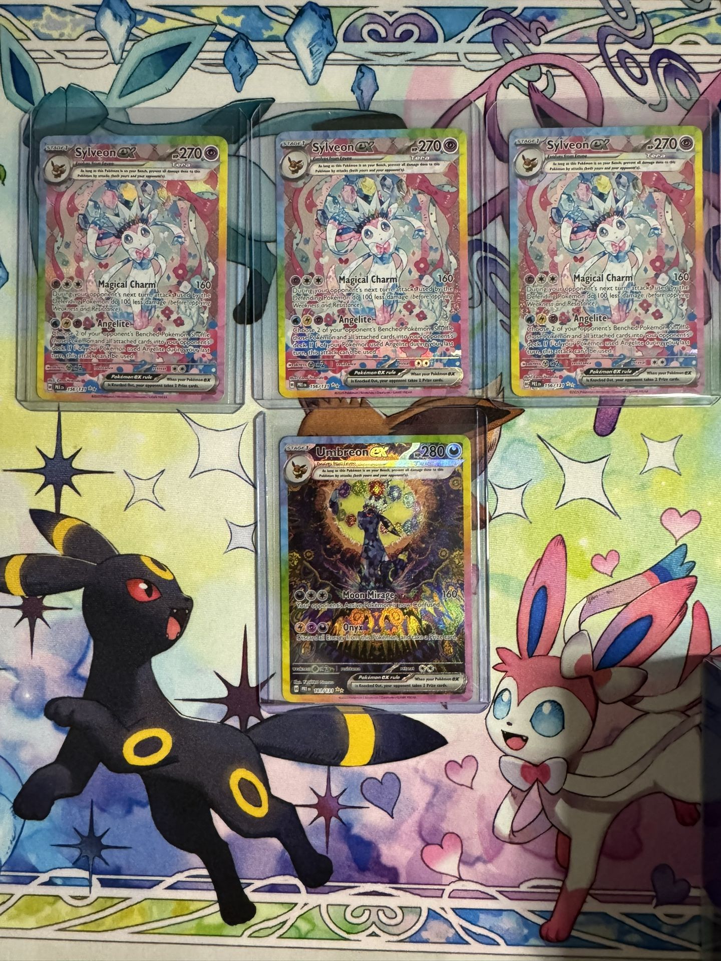 Trading Pokemon Umbreon ex & Sylveon ex Prismatic Evolution 