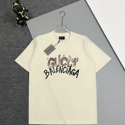 Balenciaga and Gucci co-branded beige shortsleeved shirt