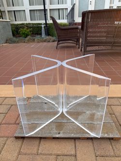 Thick Lucite V Shaped Coffee Table Bases Pair. Vintage MCM. Taking Best Reasonable Offer
