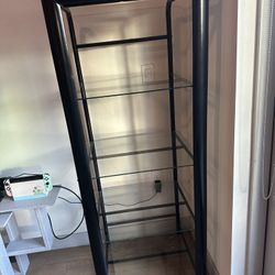 2X  Black Glass Shelving Freestanding