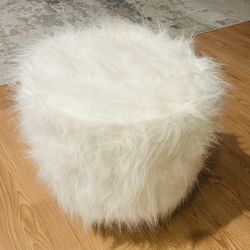 Fuzzy Foot Stool - White Color