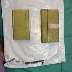 RARE Lime Green COACH monogram wallet and checkbook cover