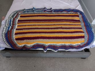 Handmade Crochet Striped Afghan Throw Blanket