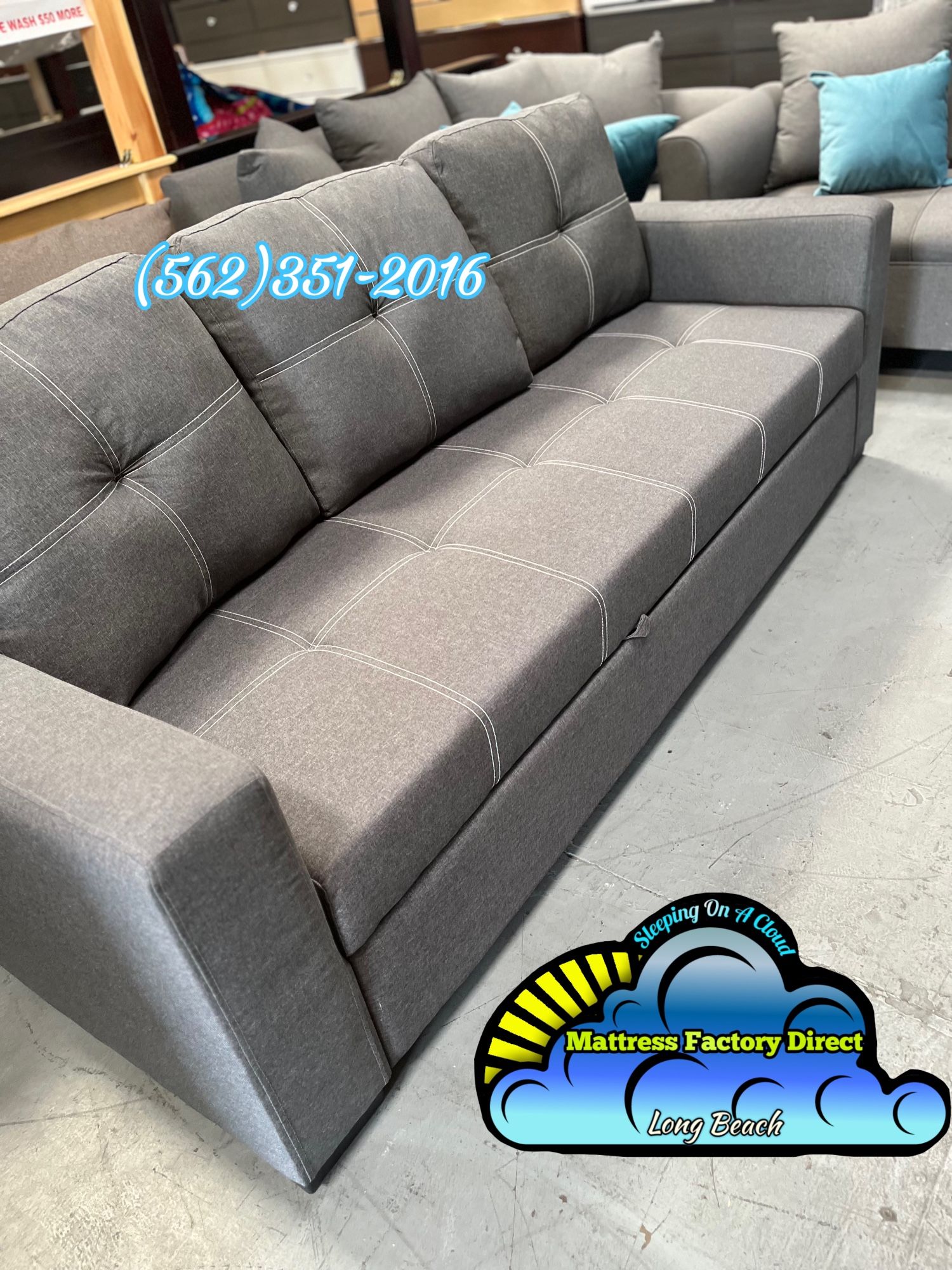 Sofá Couch Grey Convertible Bed Cama