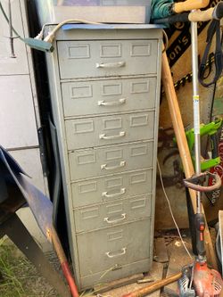 Vintage cabinet 7 drawers dim 28”x19”x54