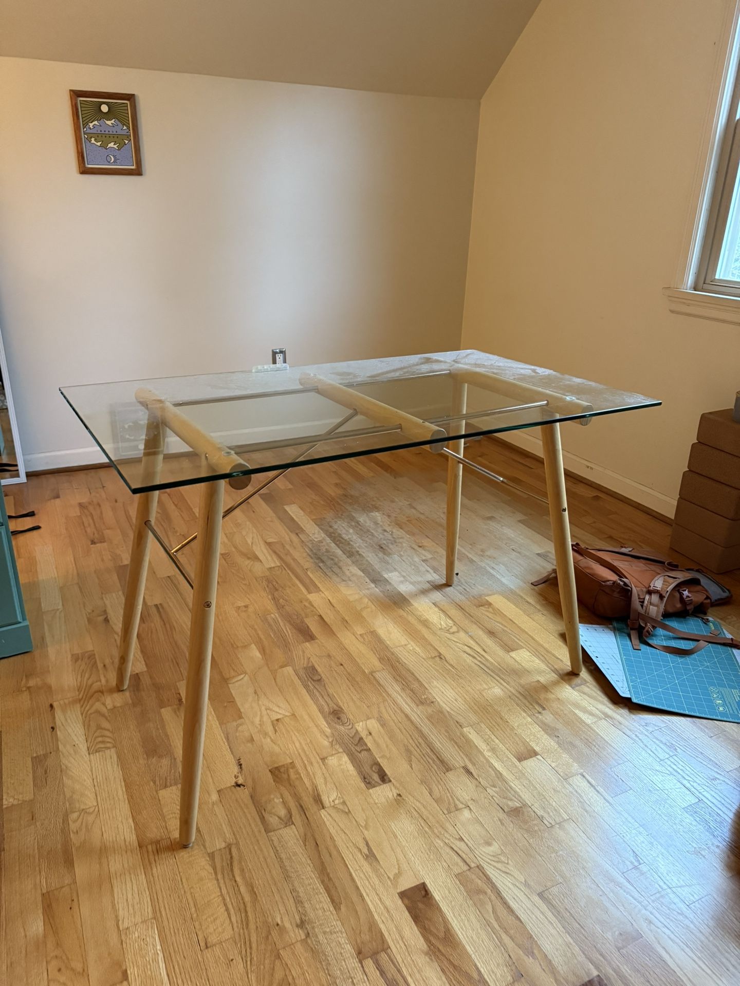 Modern glass top desk