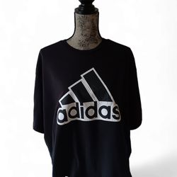 Adidas women's black short sleeve cropped t-shirt size 2X