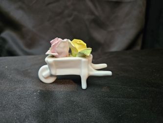 Vintage Coalport bone china Flowers in wheelbarrow 