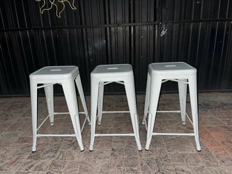 (3) 24” Height White Bar Stools