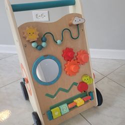 B. toys Wooden Activity Walker Little Learning Steps Bead Maze Spinning Gears