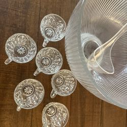 Punch Bowl And 6 Glasses 