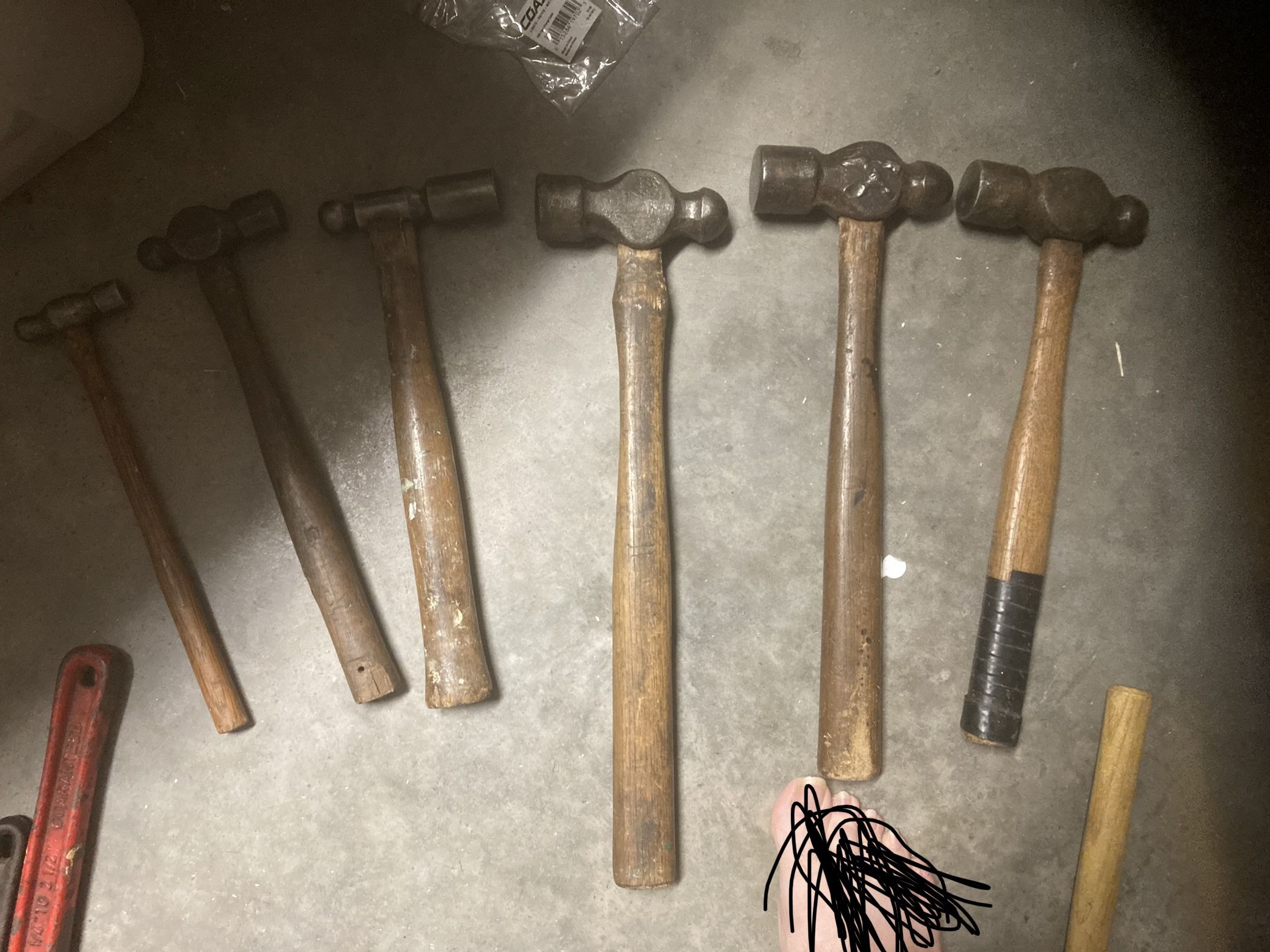 Six Ball Peen Hammers For $10 Per Hammer Or $50 For All Six