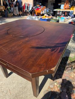Wood Dining Table with Lazy Susan