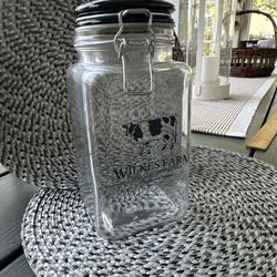 Wilkes Farm Cow Design Glass Storage Jar