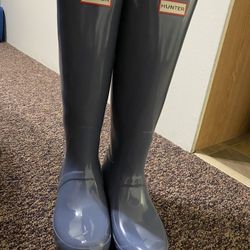 Hunter Tall Rain Boots Gull Grey US 9