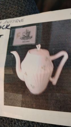 Belleek Antique Harp Shamrock Coffee Pot