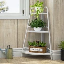 New 3 Tiers Corner Shelf, Faux Marble Storage Rack with Metal Frame