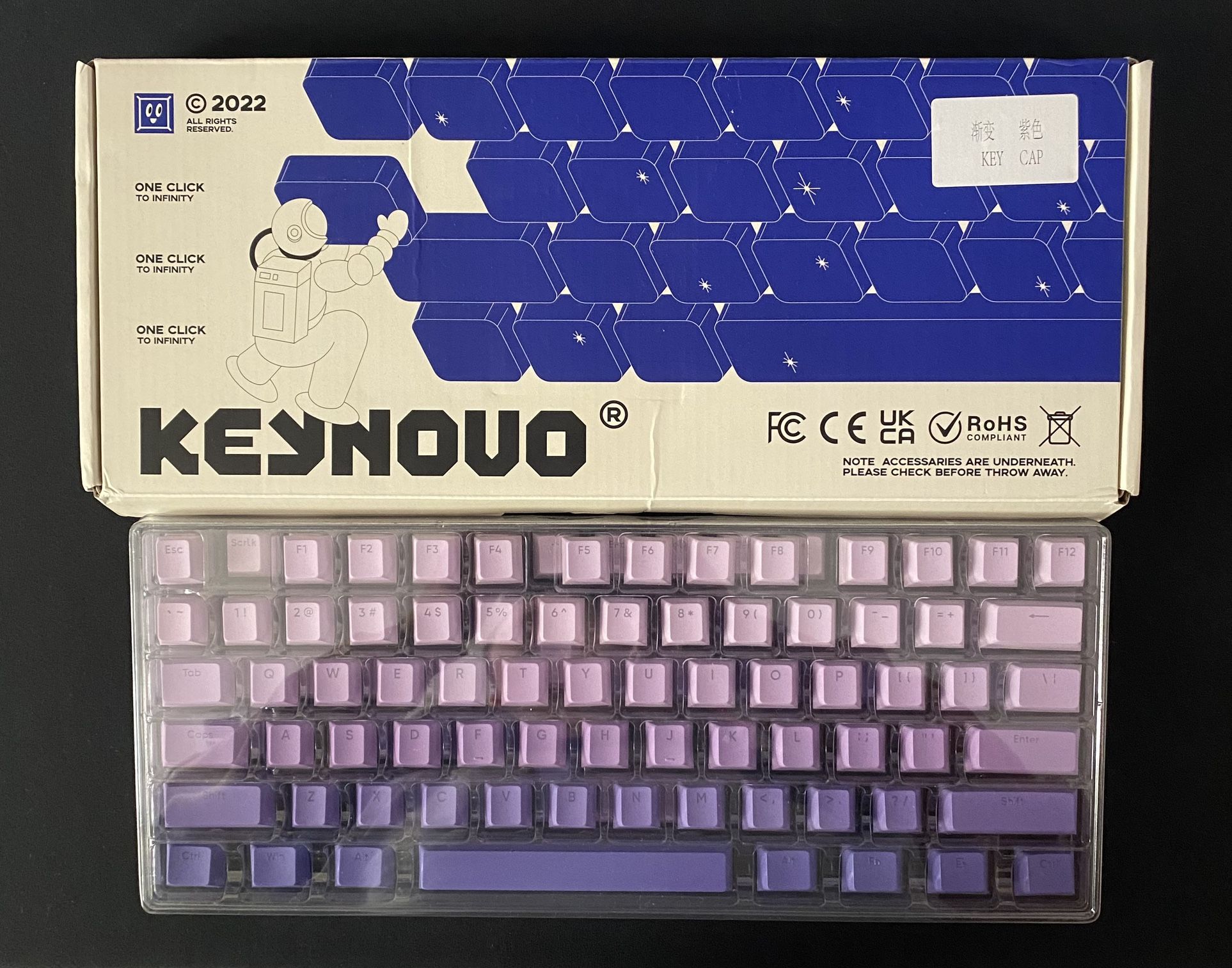YUNZII Double Shot Gradient Keycap Set (127 Keys)- Purple