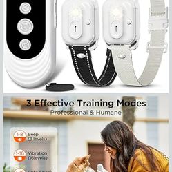Dog Shock Collar 2 Dogs, 3300ft Dog Training Collar with Remote, IPX7 Waterproof Rechargeable Sleek Modern for All Dogs with Beep, Vibration, Safety S