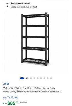 VIYET 5-Tier Heavy Duty Metal Shelving Unit