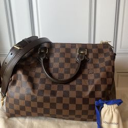 AUTHENTICATED Speedy 30 Bandouliere Damier Ebene