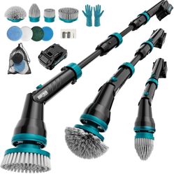 Alloyman 1200RPM Electric Spin Scrubber, 20V Replaceable Battery, Shower Cordless Cleaning Brush, Power Scrubber for Cleaning with 8 Brushes for Batht