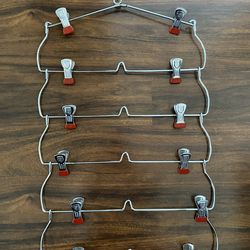 Heavy Chrome Metal 6 Tier Skirts Pants Shorts Ties Clip Clothes Hangers Space Saver