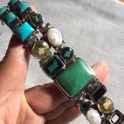 Heavy Bracelet 925 W/ Gemstone 