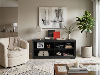 Vintage Pottery Barn Black Wooden TV Stand Media Console Landon 2006