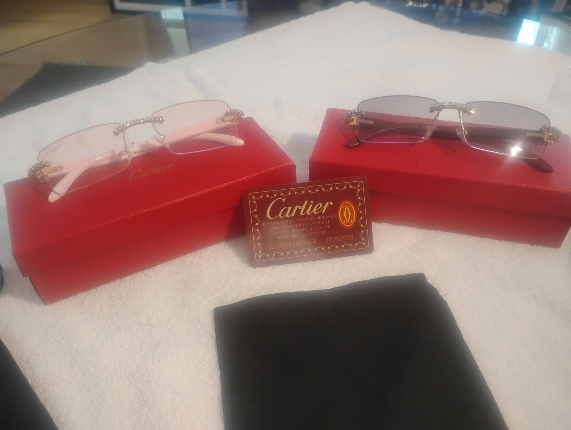Cartier glasses pink lens pink diamonds and red