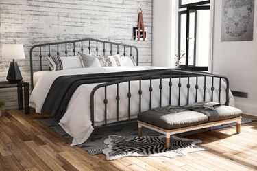 Novogratz Bushwick Metal Bed, King, Gunmetal Gray 