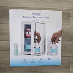 ICEMAN Mirrored Personal Fridge with LED Lights Cools/Warms