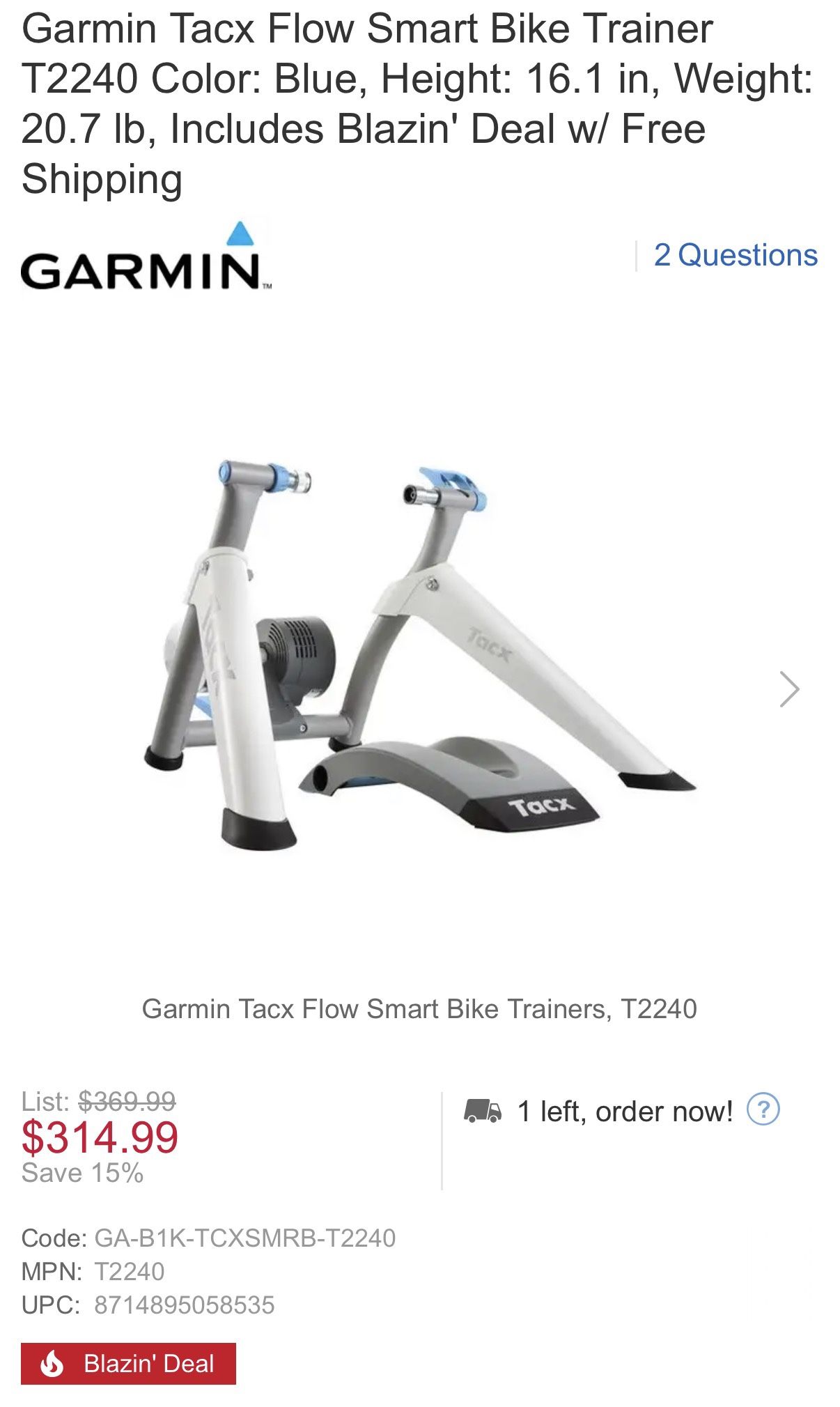 Garmin TACX Smart Trainer