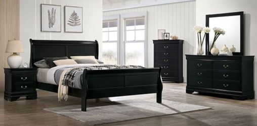 Brand New Black 4pc Queen Bedroom Set