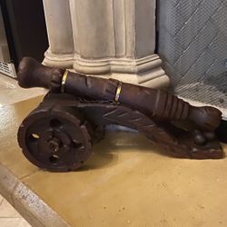 Vintage Carved Wood Cannon