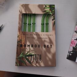 Bamboo Set Glass Straws 